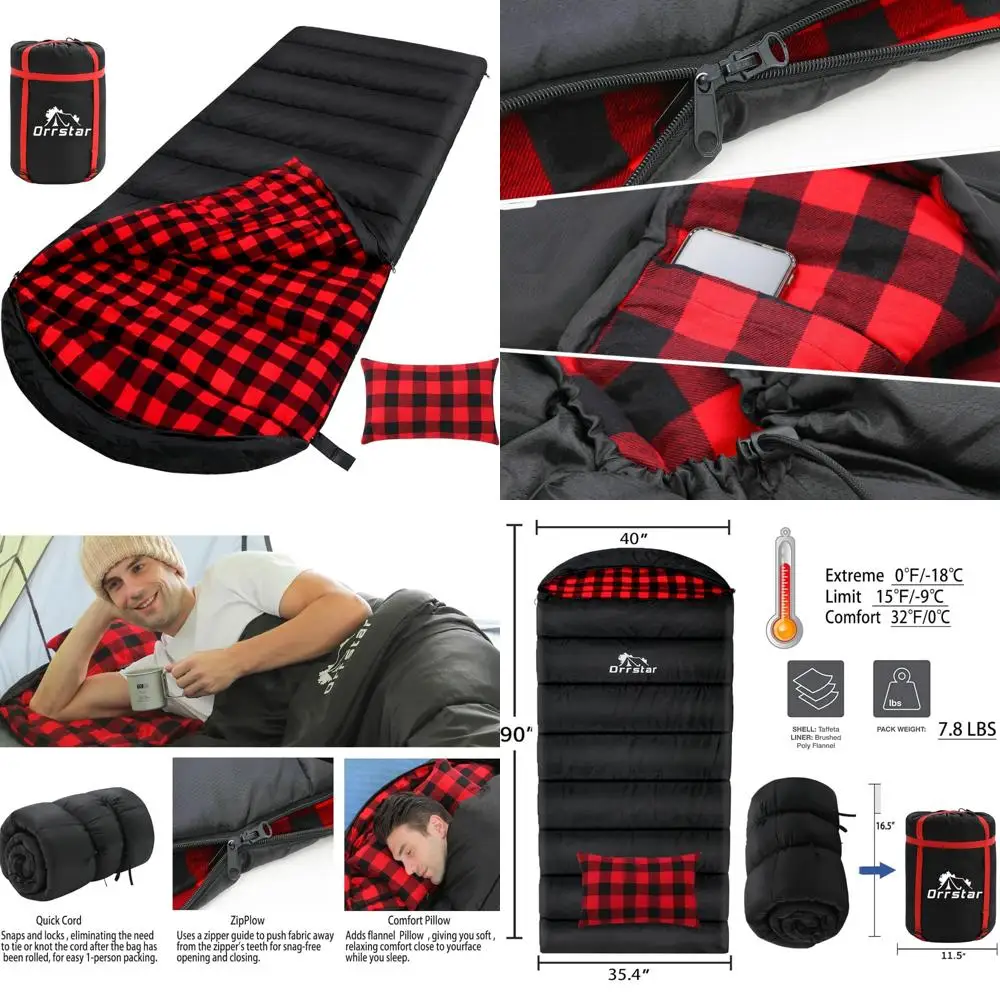 Очень большой спальный мешок XXL для холодной погоды для взрослых, рейтинг 0 градусов, с подушкой, фланелевой подкладкой, большой и высокий теплый
Очень большой спальный мешок XXL для холодной погоды для взрослых, рейтинг 0 градусов, с подушкой, фланелевой подкладкой, большой и высокий теплый