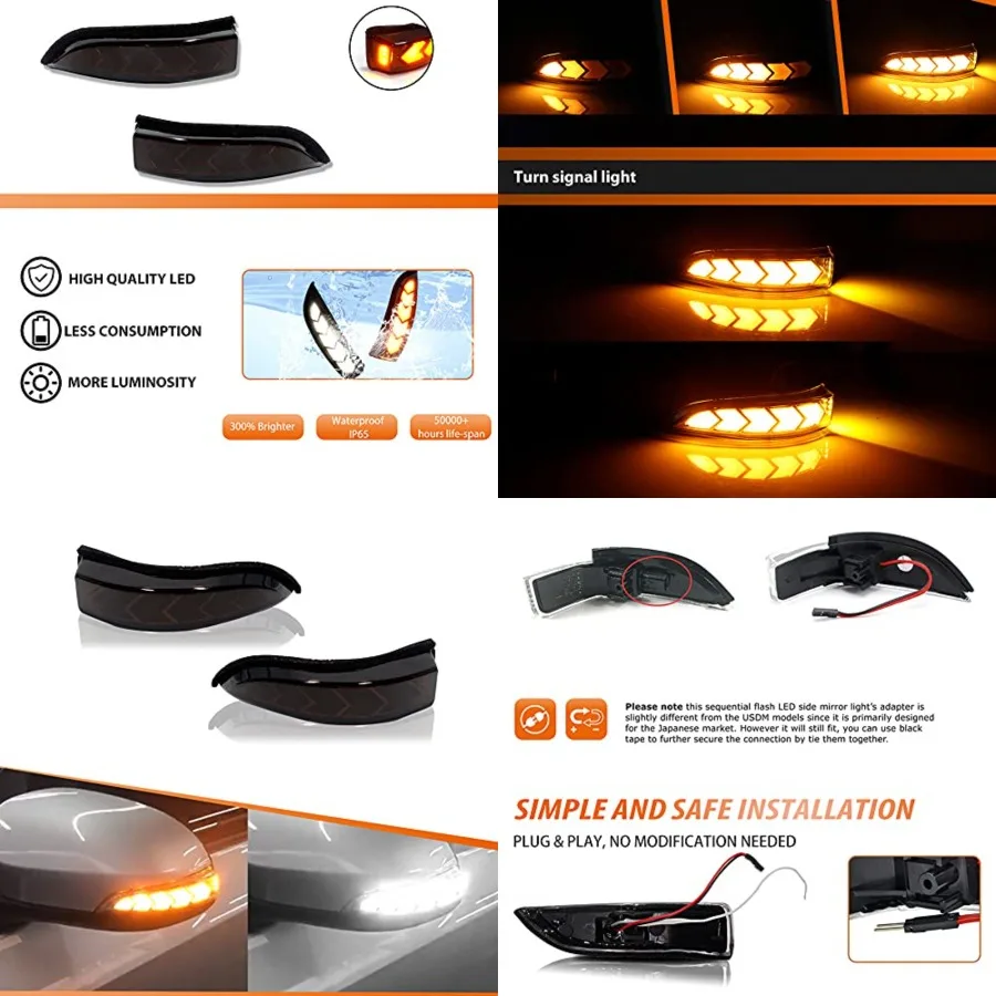 Smoked Dual Colors White/Amber Side Mirror Indicator Lights Sequential LED Dynamic Turn Signal Lights For 2013-2018 Toyota Aval
Smoked Dual Colors White/Amber Side Mirror Indicator Lights Sequential LED Dynamic Turn Signal Lights For 2013-2018 Toyota Aval