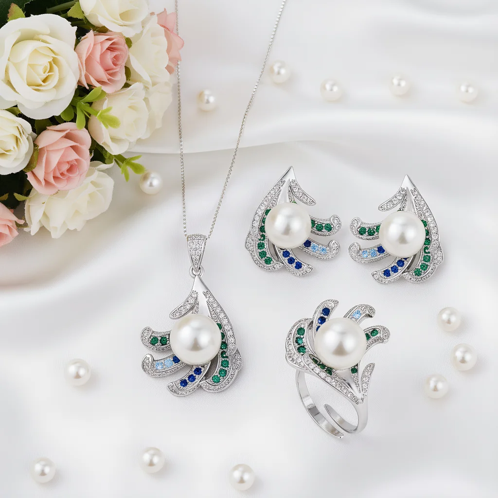 4pcs Elegant Vintage Jewelry Set for Women Fan Shaped White Pearl Necklace Shiny Crystal Choker Bridal Wedding Earrings Party
4pcs Elegant Vintage Jewelry Set for Women Fan Shaped White Pearl Necklace Shiny Crystal Choker Bridal Wedding Earrings Party