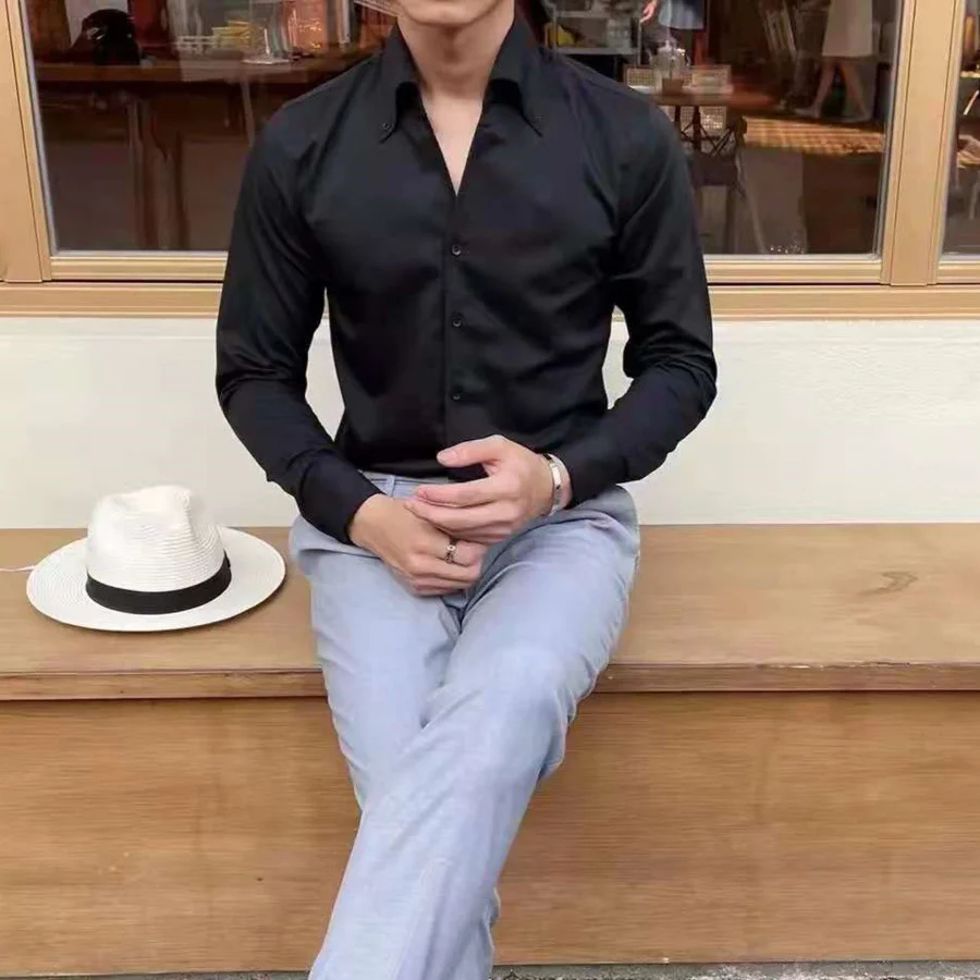 Shirt 2023 Spring Slim Men Camisa Hombre Shirt Men's Long Sleeve Fashion Business Formal Dress Shirt Solid Color Simple Shirt
Shirt 2023 Spring Slim Men Camisa Hombre Shirt Men's Long Sleeve Fashion Business Formal Dress Shirt Solid Color Simple Shirt