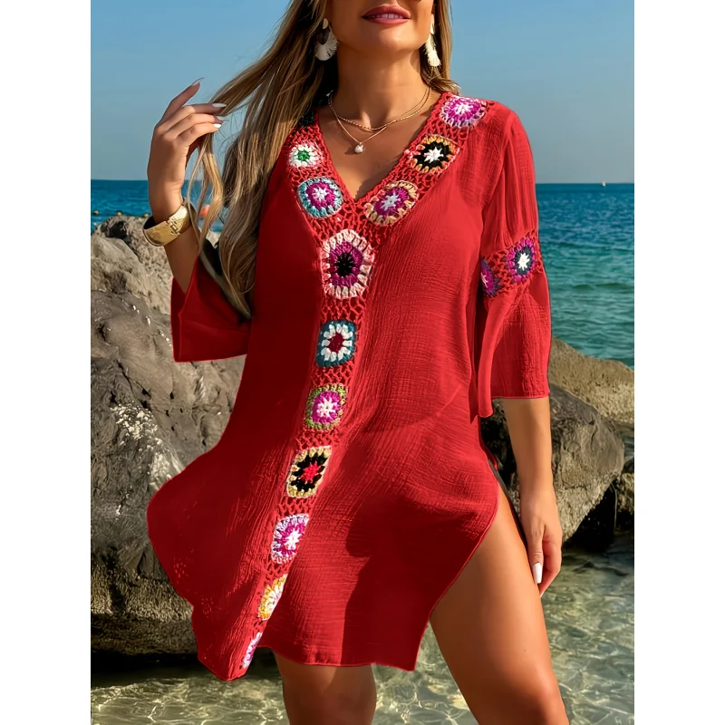 MOXDOBohemian Crochet Beach Dress, Loose Flared Sleeve Vacation Tunic for Pool & Seaside
MOXDOBohemian Crochet Beach Dress, Loose Flared Sleeve Vacation Tunic for Pool & Seaside