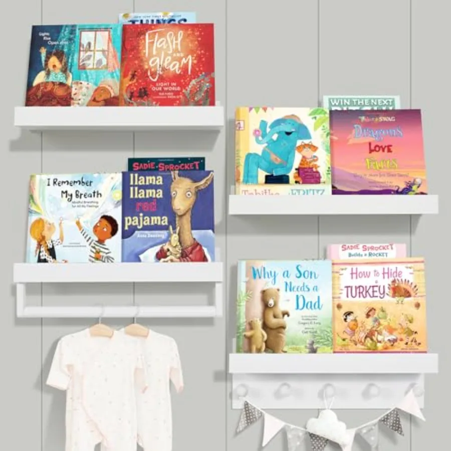 Set of Four Floating Book Shelves for Wall, Nursery Book Shelf for Room, Bamboo Wood Hanging Bookshelf for Baby Teen Boys Girls
Set of Four Floating Book Shelves for Wall, Nursery Book Shelf for Room, Bamboo Wood Hanging Bookshelf for Baby Teen Boys Girls