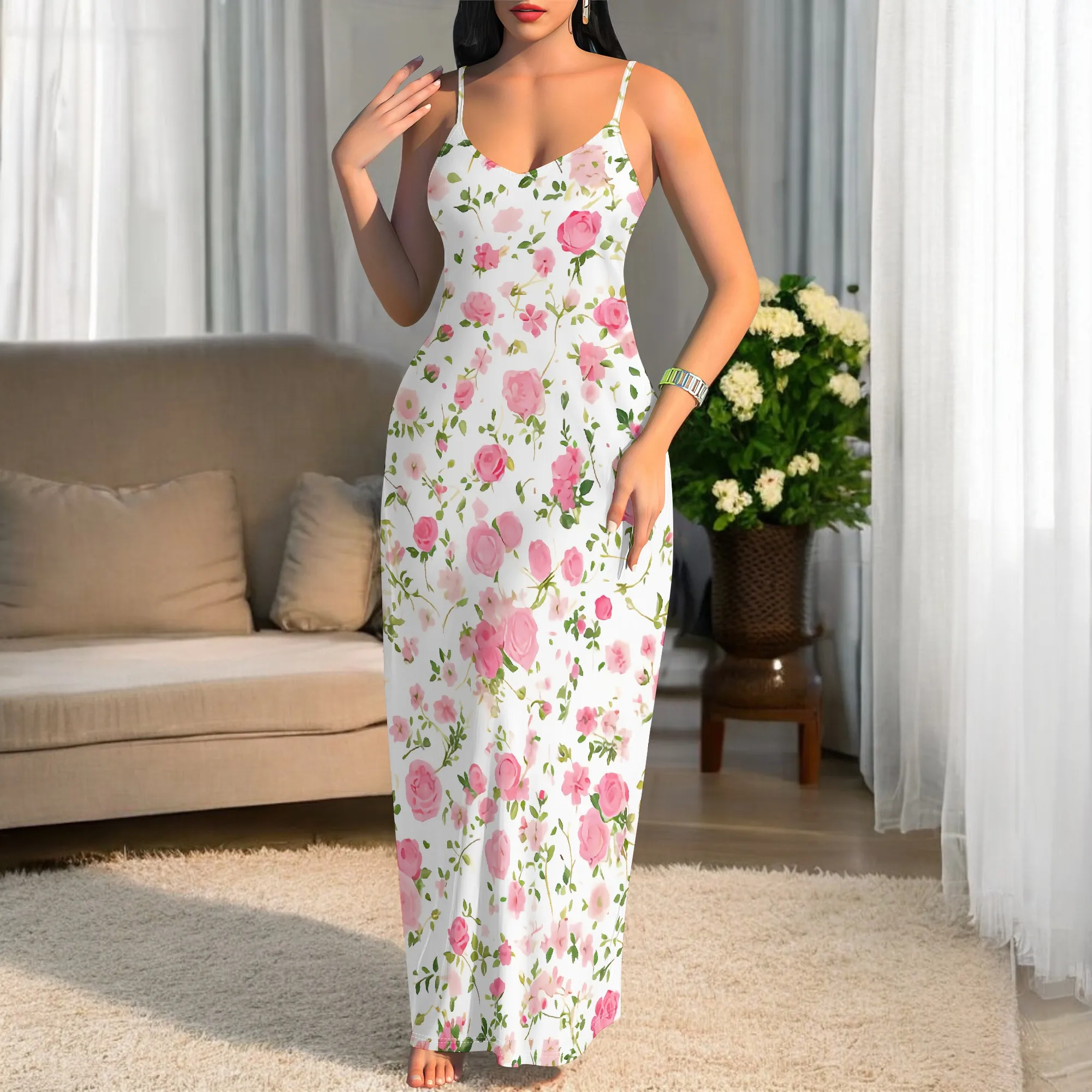 Womens Summer Casual Slip V Neck Long Dresses Spaghetti Strap Sleeveless Bodycon Vintage Dainty Pink Rose Florals Maxi Dress
Womens Summer Casual Slip V Neck Long Dresses Spaghetti Strap Sleeveless Bodycon Vintage Dainty Pink Rose Florals Maxi Dress