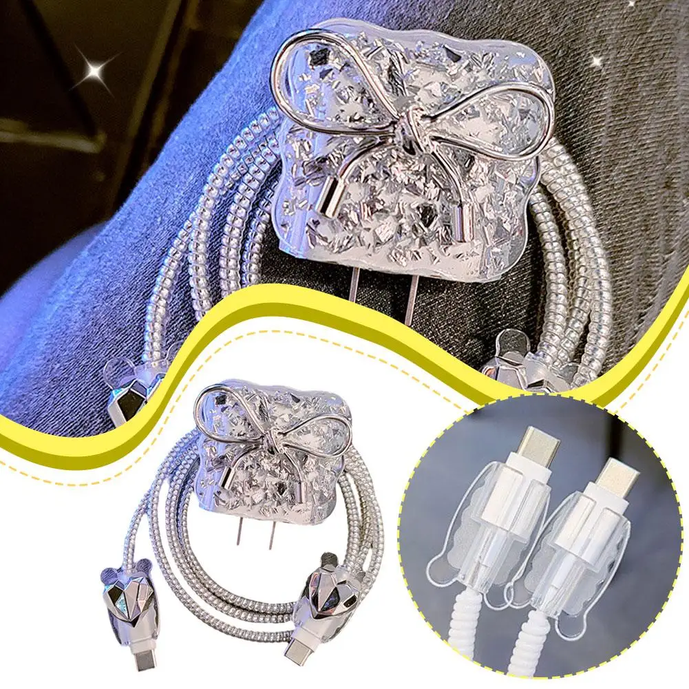 Charger Protective Case Electroplating Bowknot For Iphone 12/13/14/15 Dual C Original Cables Charge Protection Cover Access L5P7
Charger Protective Case Electroplating Bowknot For Iphone 12/13/14/15 Dual C Original Cables Charge Protection Cover Access L5P7