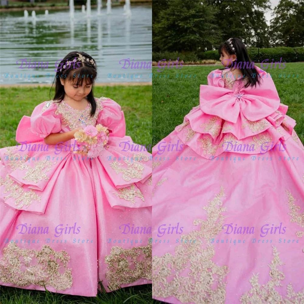 Luxurious Pink Satin Fluffy with Quality Applique Flower Girl Dress for Wedding Princess Girls Birthday Party Evening Ball Gown
Luxurious Pink Satin Fluffy with Quality Applique Flower Girl Dress for Wedding Princess Girls Birthday Party Evening Ball Gown
