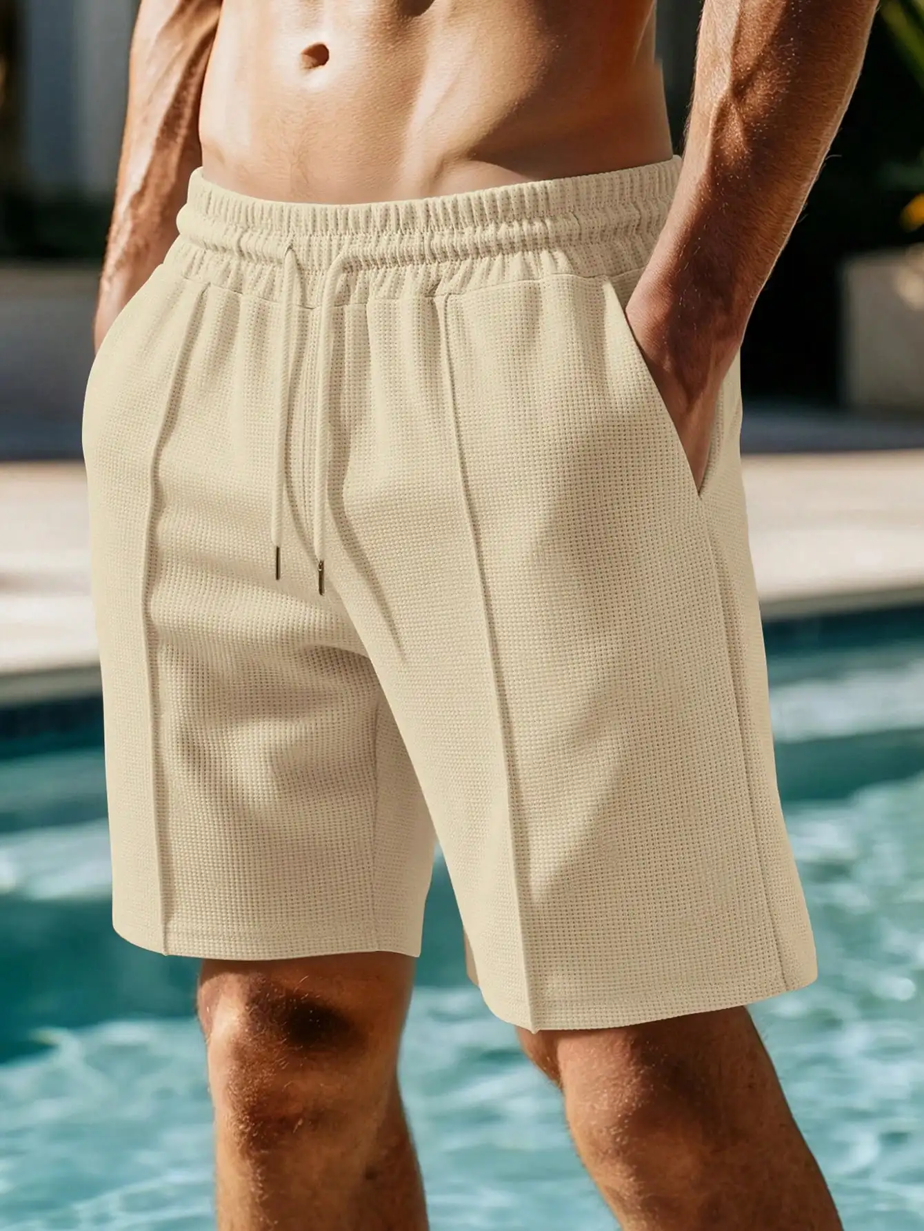 Men's Beige Khaki Drawstring Loose Fit Casual Shorts For Beach Sports Leisure
Men's Beige Khaki Drawstring Loose Fit Casual Shorts For Beach Sports Leisure