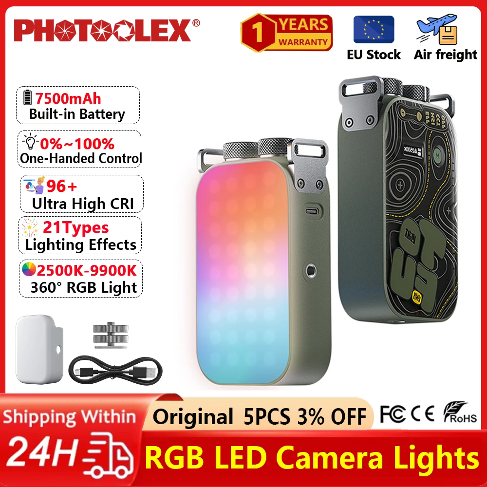 Светодиодный RGB-осветитель PHOTOOLEX 12W 2500-9900K для камеры с магнитным креплением, 21 вид световых эффектов, 36000 полноцветных оттенков для креативных видеоблогов
Светодиодный RGB-осветитель PHOTOOLEX 12W 2500-9900K для камеры с магнитным креплением, 21 вид световых эффектов, 36000 полноцветных оттенков для креативных видеоблогов
