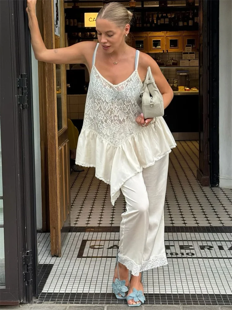 Tossy White Lace Printed Mini Dress Female Summer Ruffled Backless See-Through Patchwork Dress Women's Spaghetti Bodycon Dress
Tossy White Lace Printed Mini Dress Female Summer Ruffled Backless See-Through Patchwork Dress Women's Spaghetti Bodycon Dress