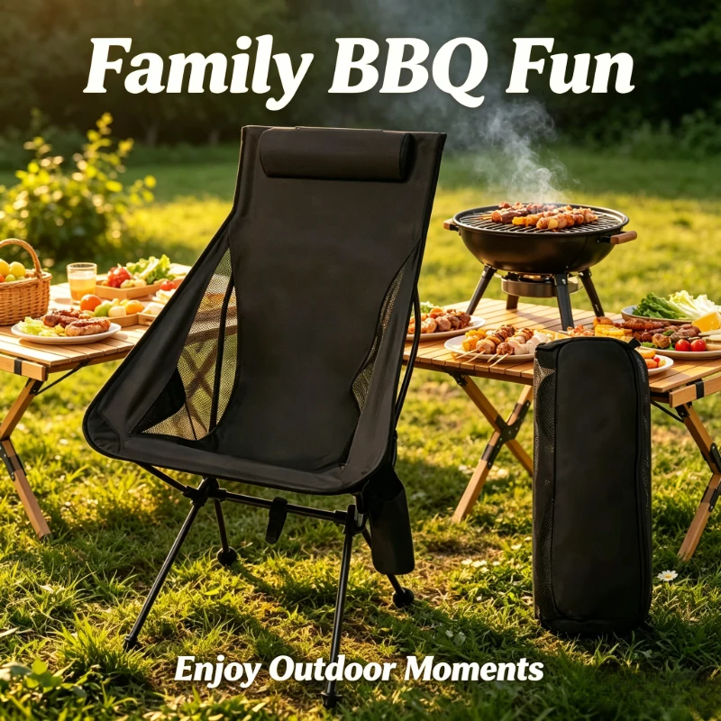 Lightweight Black High Back Folding Chair, Ergonomic Headrest Camping Chair for Outdoor Hiking Fishing Travel Daily Use
Lightweight Black High Back Folding Chair, Ergonomic Headrest Camping Chair for Outdoor Hiking Fishing Travel Daily Use