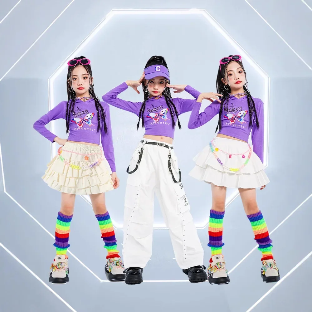 Укороченные толстовки K-pop для девочек в стиле хип-хоп, штаны-карго для уличных танцев, детская уличная одежда, многоуровневые юбки для детей, комплекты костюмов фиолетового джаза
Укороченные толстовки K-pop для девочек в стиле хип-хоп, штаны-карго для уличных танцев, детская уличная одежда, многоуровневые юбки для детей, комплекты костюмов фиолетового джаза