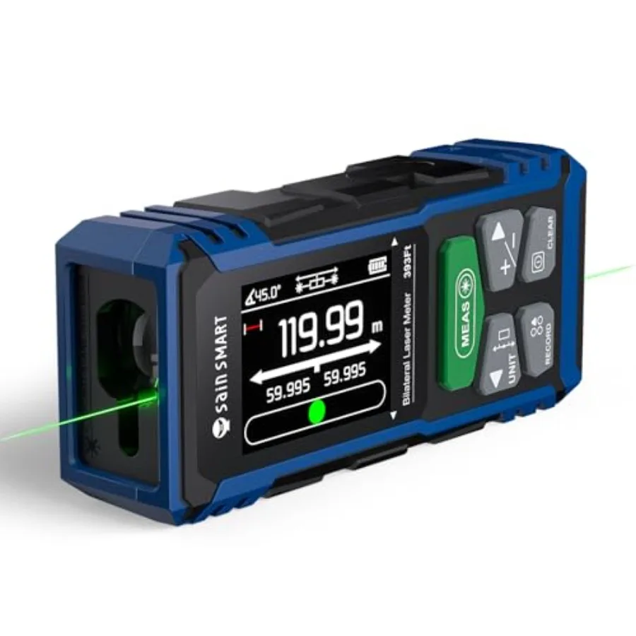 Dual Laser Measuring Tool, 393Feet Bilateral Distance Meter with Backlit LCD, Rechargeable, Multi-Unit, Electronic Level, Lengt
Dual Laser Measuring Tool, 393Feet Bilateral Distance Meter with Backlit LCD, Rechargeable, Multi-Unit, Electronic Level, Lengt