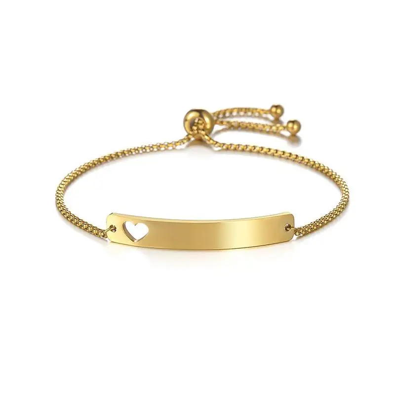Women Miami Cuban Bracelet Gold Plated Stainless Steel Bar Blank Chain Custom Engraving Logo Bracelets Heart Charms for Girls
Women Miami Cuban Bracelet Gold Plated Stainless Steel Bar Blank Chain Custom Engraving Logo Bracelets Heart Charms for Girls