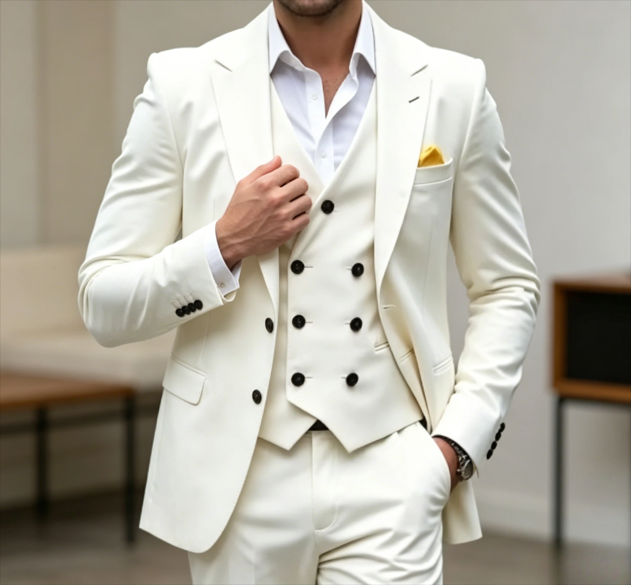 New White Formal Occasion Men Suit Groom Groomsman Prom Wedding Party Business Tuxedos Male 3 Piece Set Jacket Vest Pants
New White Formal Occasion Men Suit Groom Groomsman Prom Wedding Party Business Tuxedos Male 3 Piece Set Jacket Vest Pants