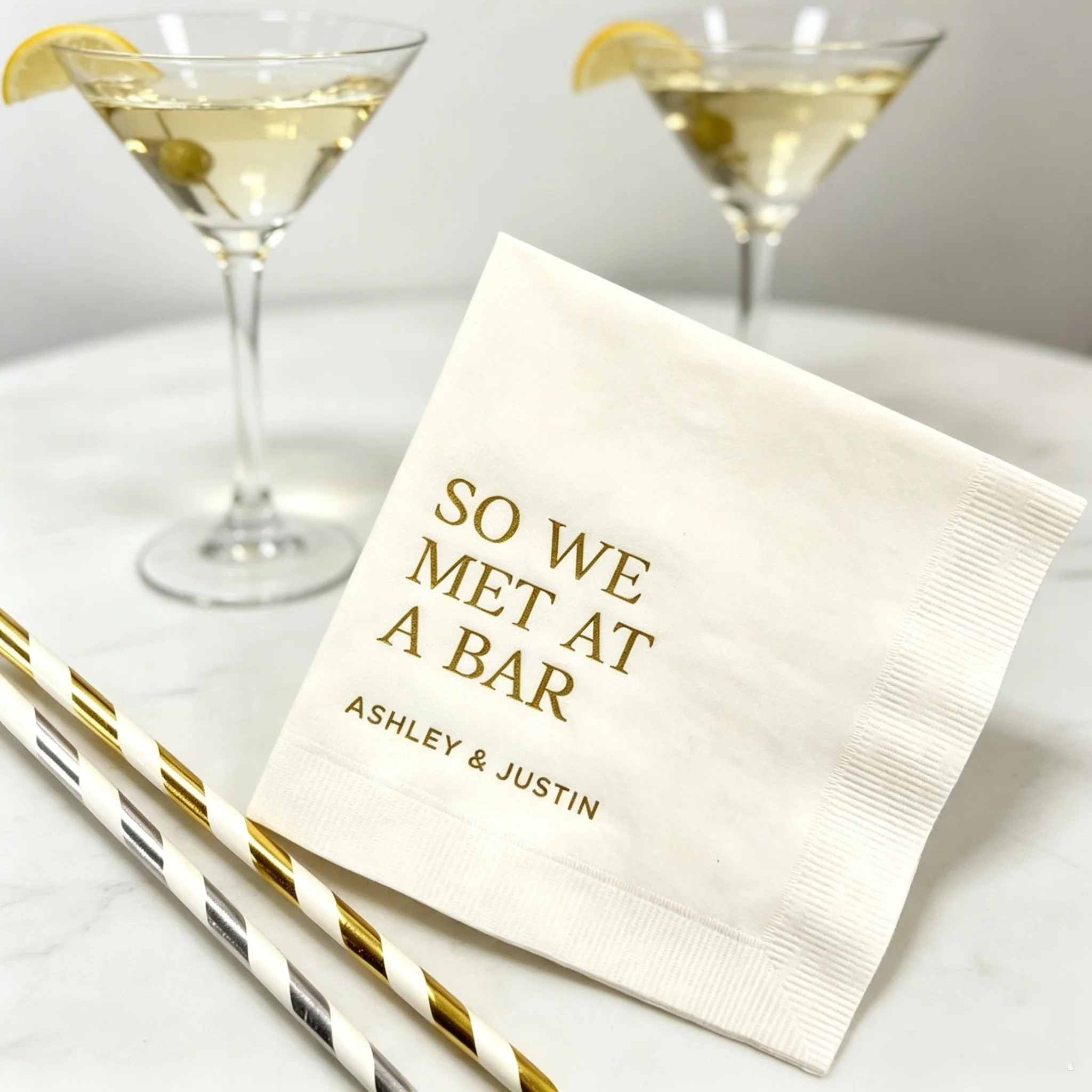 50pcs Personalized "So We Met At A Bar" Cocktail Napkins, Custom Couple Names Gold Foil Black & White Napkins, Funny Wedding & E
50pcs Personalized "So We Met At A Bar" Cocktail Napkins, Custom Couple Names Gold Foil Black & White Napkins, Funny Wedding & E