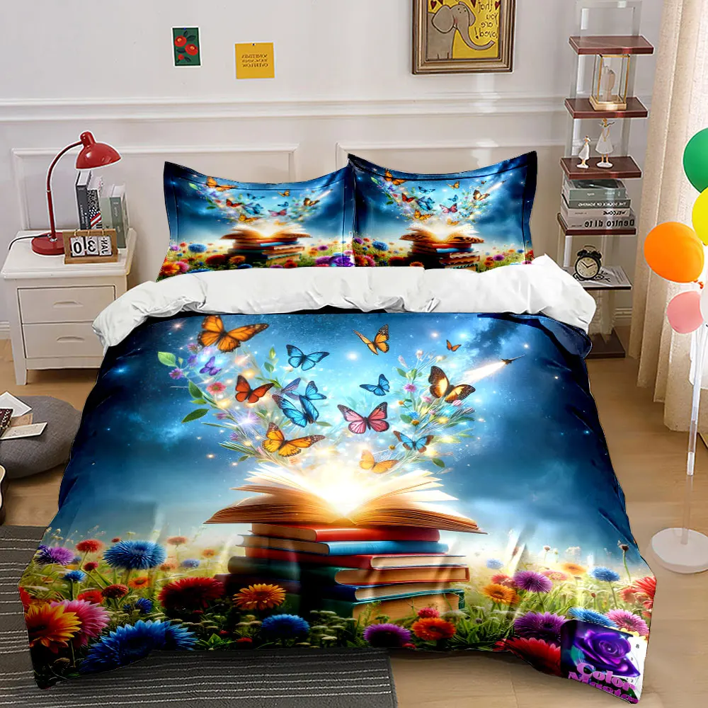 "Butterflies and Book Decor Set" Bedding Set with 1 Duvet Cover 2 Pillowcases Single Double King Queen, Gift
"Butterflies and Book Decor Set" Bedding Set with 1 Duvet Cover 2 Pillowcases Single Double King Queen, Gift