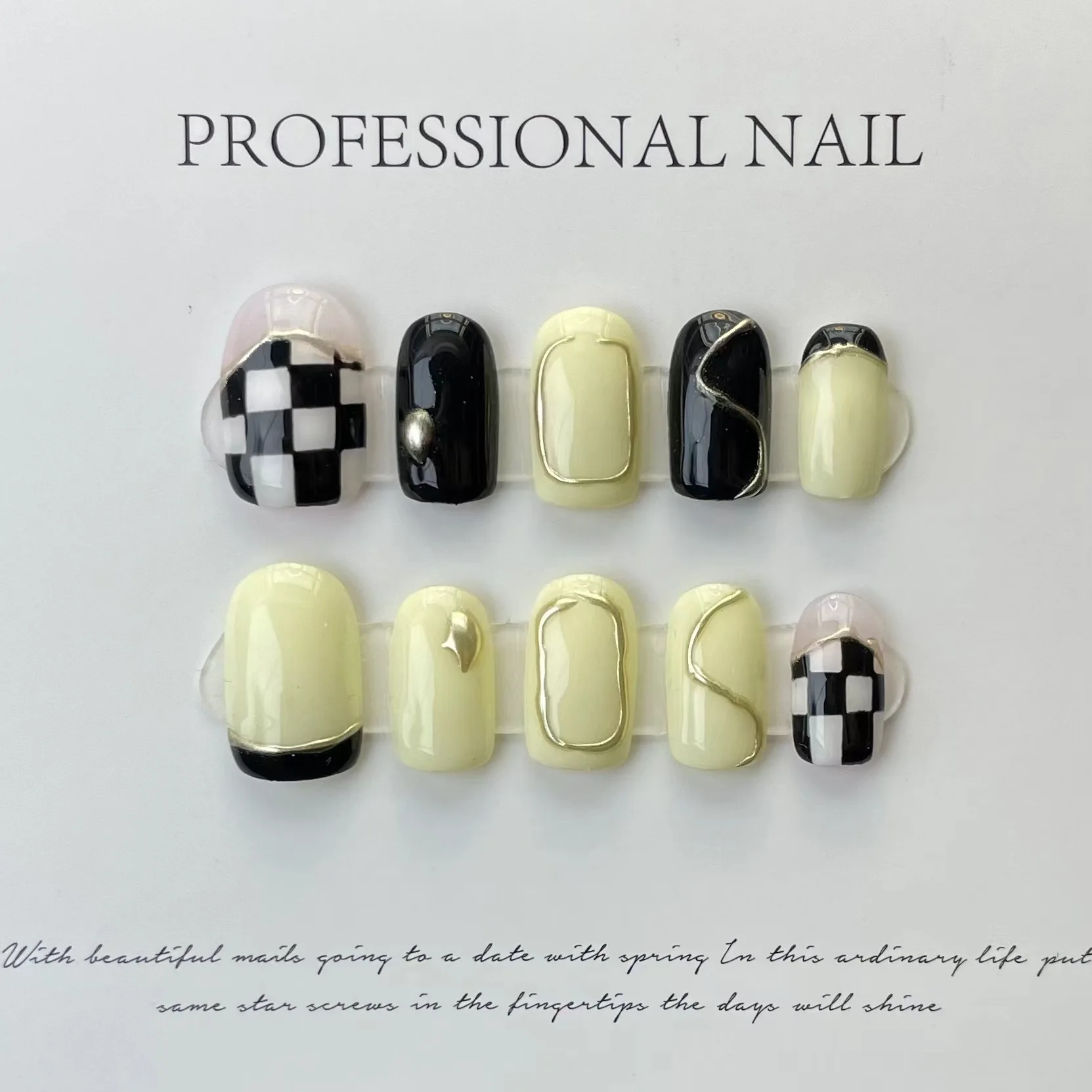 10 pcs Luxury Handmade Press on Nails Middle Square Phnom Penh Chessboard Design with 4-PIECE Tool Adhesive Nail Glue Tabs
10 pcs Luxury Handmade Press on Nails Middle Square Phnom Penh Chessboard Design with 4-PIECE Tool Adhesive Nail Glue Tabs