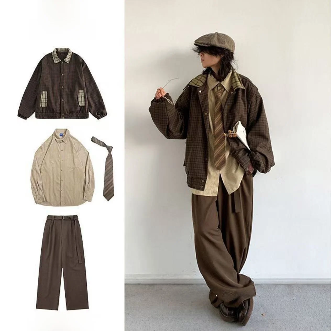 Tee-Piece Men's College Sle Plaid Jaet Set Autumn Spring Casual Embroidered Loose Fit Pants Long Sve Long Pants
Tee-Piece Men's College Sle Plaid Jaet Set Autumn Spring Casual Embroidered Loose Fit Pants Long Sve Long Pants