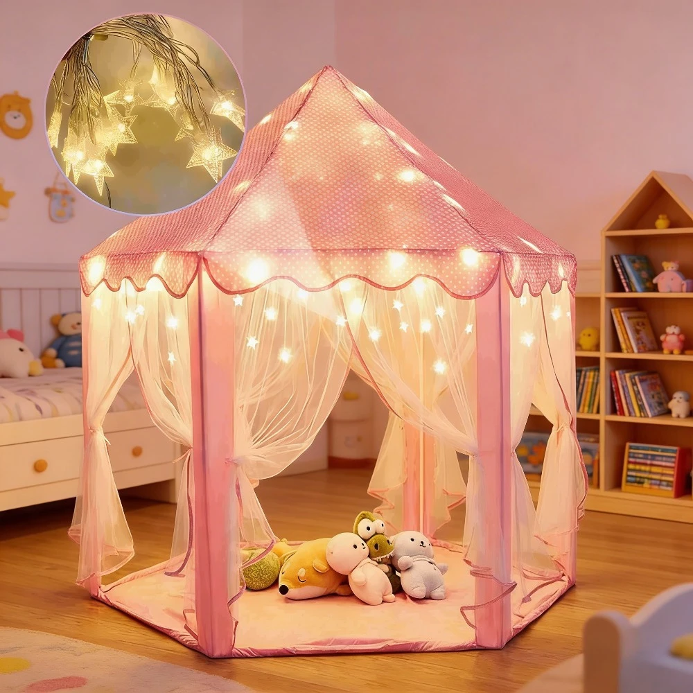 Pink Hexagonal Mesh Baby Play Tent Crawling Castle with LED String Lights CPC Certified Portable Indoor Outdoor Kids Playhouse
Pink Hexagonal Mesh Baby Play Tent Crawling Castle with LED String Lights CPC Certified Portable Indoor Outdoor Kids Playhouse