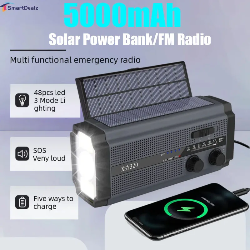 5000mAh High Capacity FM Radio XSY-320 Portable Emergency Radio Hand Crank Solar Radio AM/NOAA Portable LED SOS Alarm Power Bank
5000mAh High Capacity FM Radio XSY-320 Portable Emergency Radio Hand Crank Solar Radio AM/NOAA Portable LED SOS Alarm Power Bank