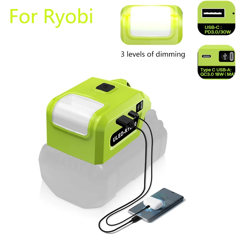 for Ryobi 40V battery, 5W flashlight for battery holder, power adapter with USB Type-C, LED work light, for outdoor use
for Ryobi 40V battery, 5W flashlight for battery holder, power adapter with USB Type-C, LED work light, for outdoor use