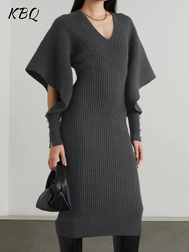 KBQ Hollow Out Minimalist Dresses For Women V Neck Long Sleeve High Waist Knitting Casual Slimming Dress Female Fashion Clothing
KBQ Hollow Out Minimalist Dresses For Women V Neck Long Sleeve High Waist Knitting Casual Slimming Dress Female Fashion Clothing