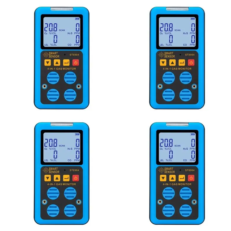 4X Smart Sensor Gas Detector Oxygen O2 Hydrogen Sulfide H2S Carbon Monoxide CO Combustible Gas LEL Gas Meter
4X Smart Sensor Gas Detector Oxygen O2 Hydrogen Sulfide H2S Carbon Monoxide CO Combustible Gas LEL Gas Meter