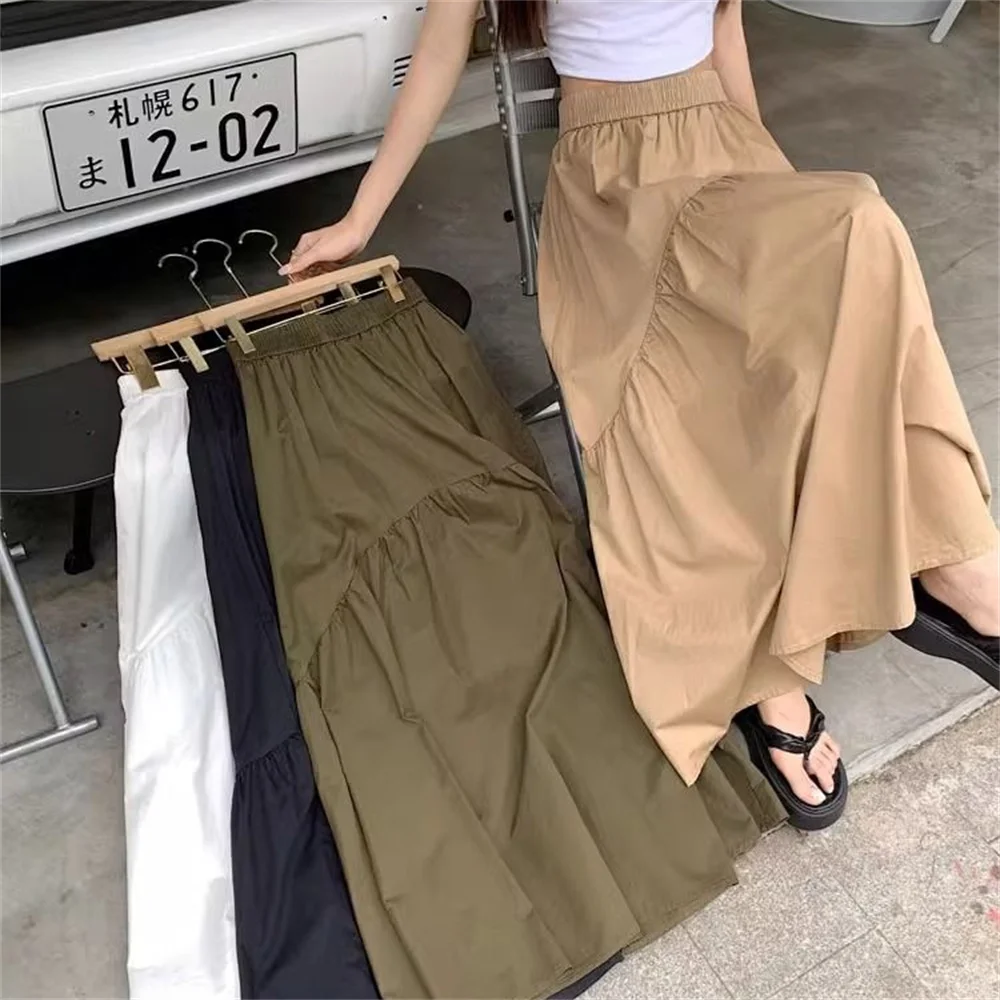 Korean Style Fashion Elastic Waist Loose Midi Skirt Lady Casual Woman's Elastic High Waist Skirt A-line Pleated Long Skirts
Korean Style Fashion Elastic Waist Loose Midi Skirt Lady Casual Woman's Elastic High Waist Skirt A-line Pleated Long Skirts