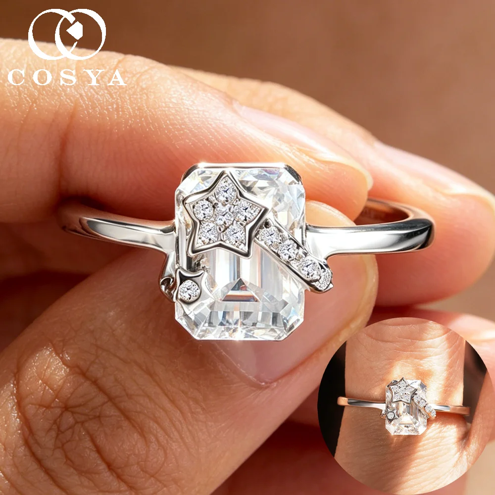 COSYA 2CT 6*8mm Emerald Cut Full Moissanite Ring For Women S925 Silver Shooting Star Setting Wedding Solitaire Band Fine Jewelry
COSYA 2CT 6*8mm Emerald Cut Full Moissanite Ring For Women S925 Silver Shooting Star Setting Wedding Solitaire Band Fine Jewelry