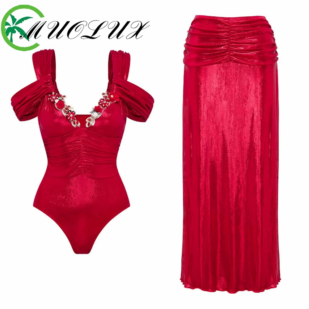 MUOLUX 2024 Sexy Red Shiny Embroidery Decoration Women One Piece Swimsuit Skirt Monokini Summer Swimwear Women Bath Suit Dress
MUOLUX 2024 Sexy Red Shiny Embroidery Decoration Women One Piece Swimsuit Skirt Monokini Summer Swimwear Women Bath Suit Dress
