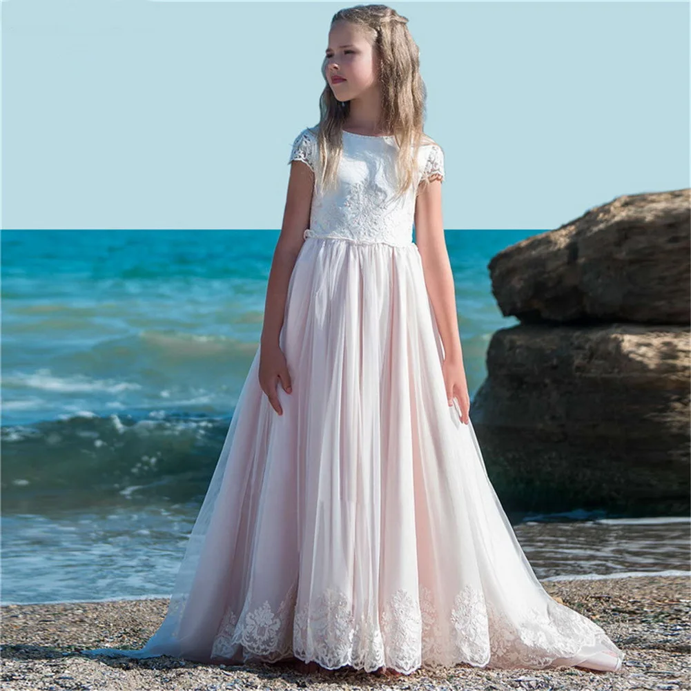 Flower Girl Dresses White Tulle Appliques With Bow Half Sleeve For Wedding Birthday Party First Communion Gowns
Flower Girl Dresses White Tulle Appliques With Bow Half Sleeve For Wedding Birthday Party First Communion Gowns