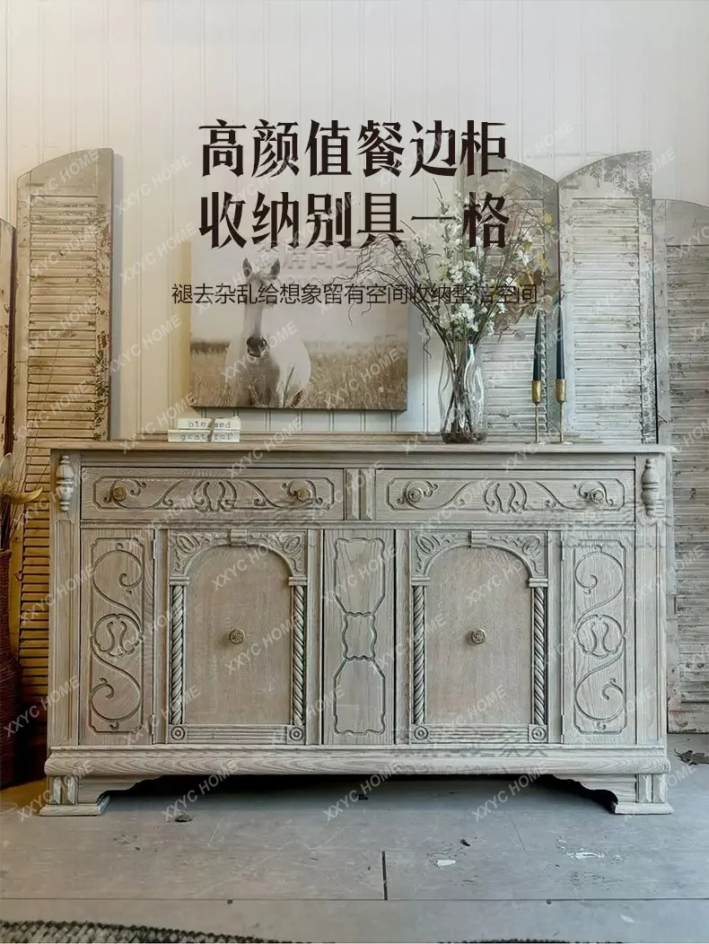 Vintage carved dining side cabinet Villa exit side cabinet Locker
Vintage carved dining side cabinet Villa exit side cabinet Locker