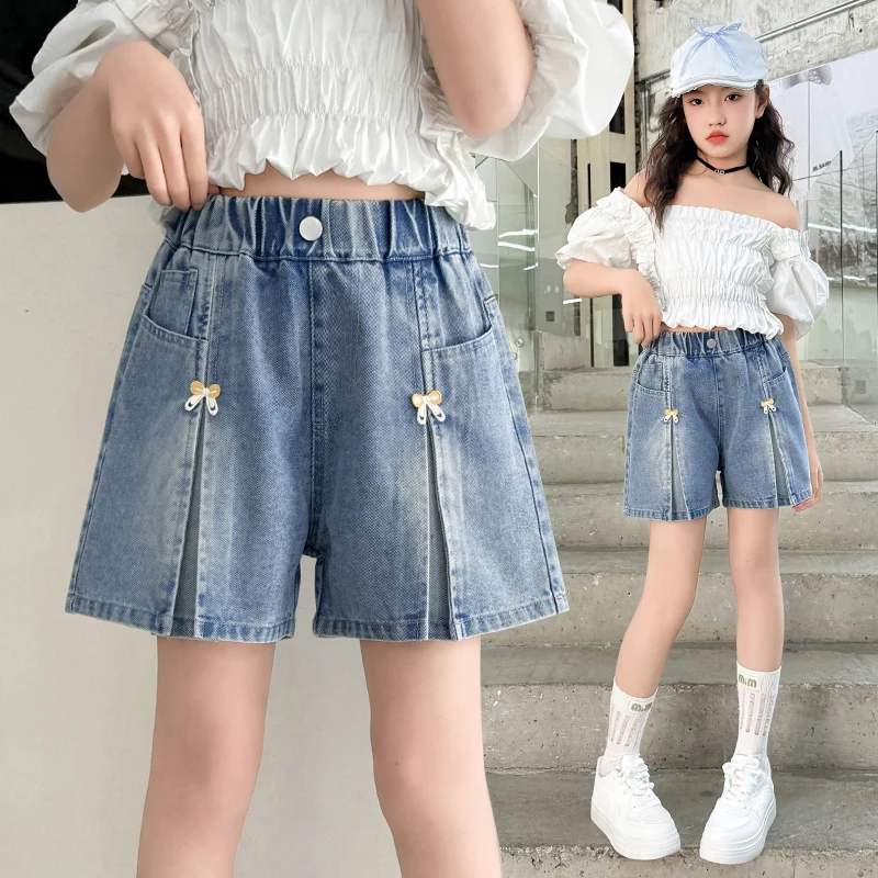 New Summer Kids Fashion Denim Shorts with Bows for Girls Casual Above Knee Denim Pants Tween Child Elegant Bowknot Mini Jeans
New Summer Kids Fashion Denim Shorts with Bows for Girls Casual Above Knee Denim Pants Tween Child Elegant Bowknot Mini Jeans