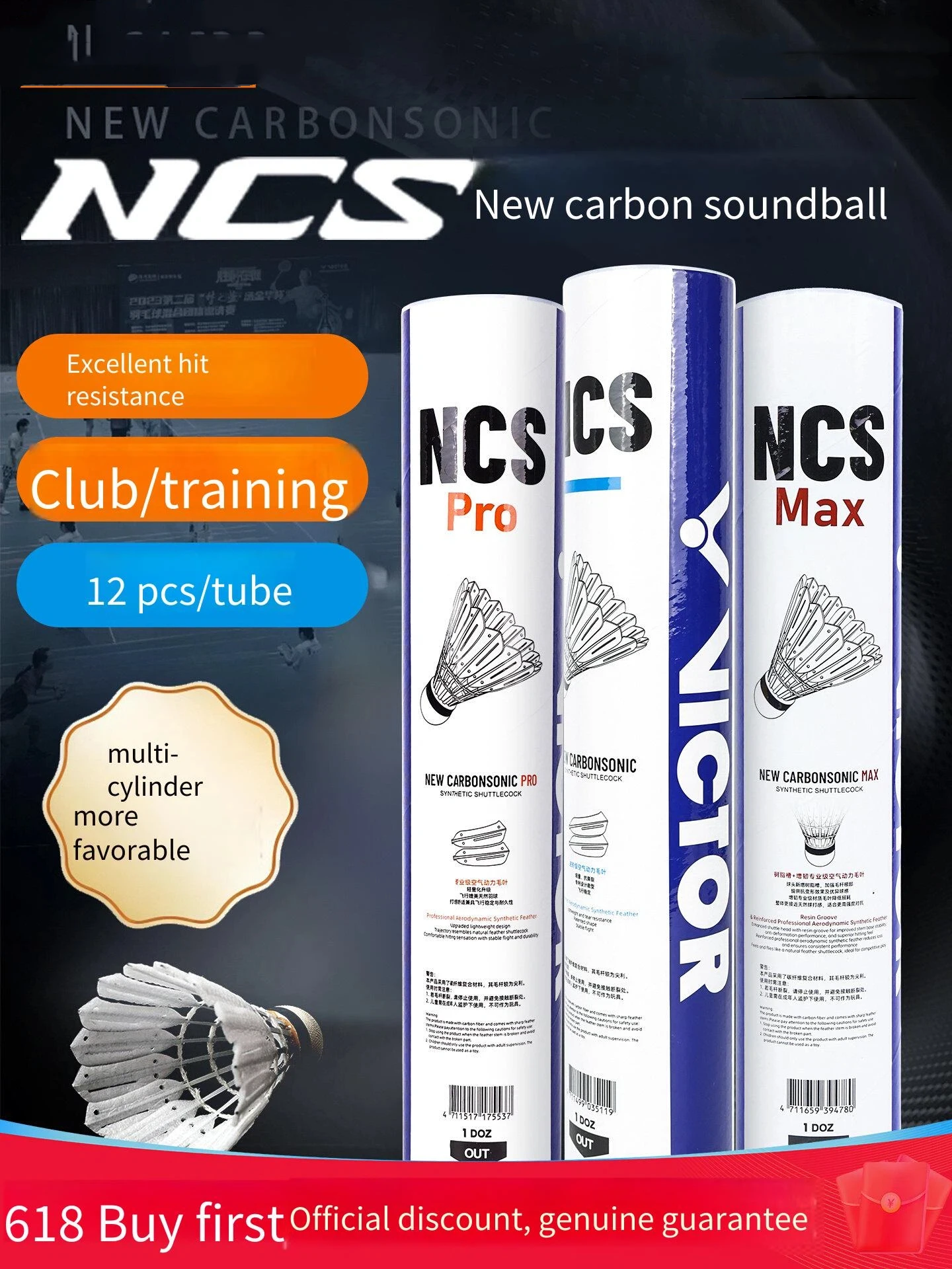 VICTOR Badminton Shuttlecock NCS Carbon Sound Artificial Ball Stable and Durable Match 12 Pack Carbon Shuttles PRO Gym Sports
VICTOR Badminton Shuttlecock NCS Carbon Sound Artificial Ball Stable and Durable Match 12 Pack Carbon Shuttles PRO Gym Sports