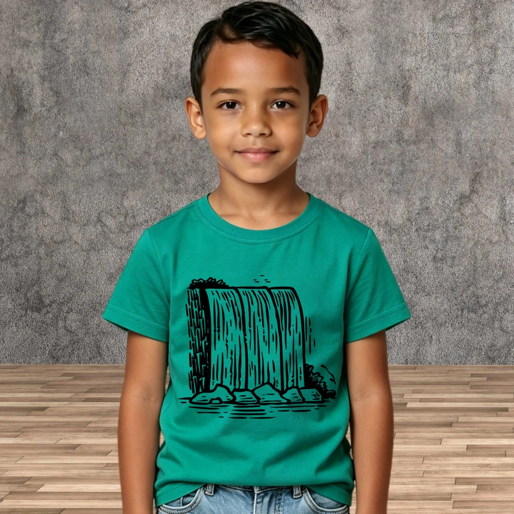 Soft Cotton Children Short Sleeve Tees Shirt Waterfall Print Crew Neck Tops Summer T-Shirt Toddler Boy Girl Wear
Soft Cotton Children Short Sleeve Tees Shirt Waterfall Print Crew Neck Tops Summer T-Shirt Toddler Boy Girl Wear