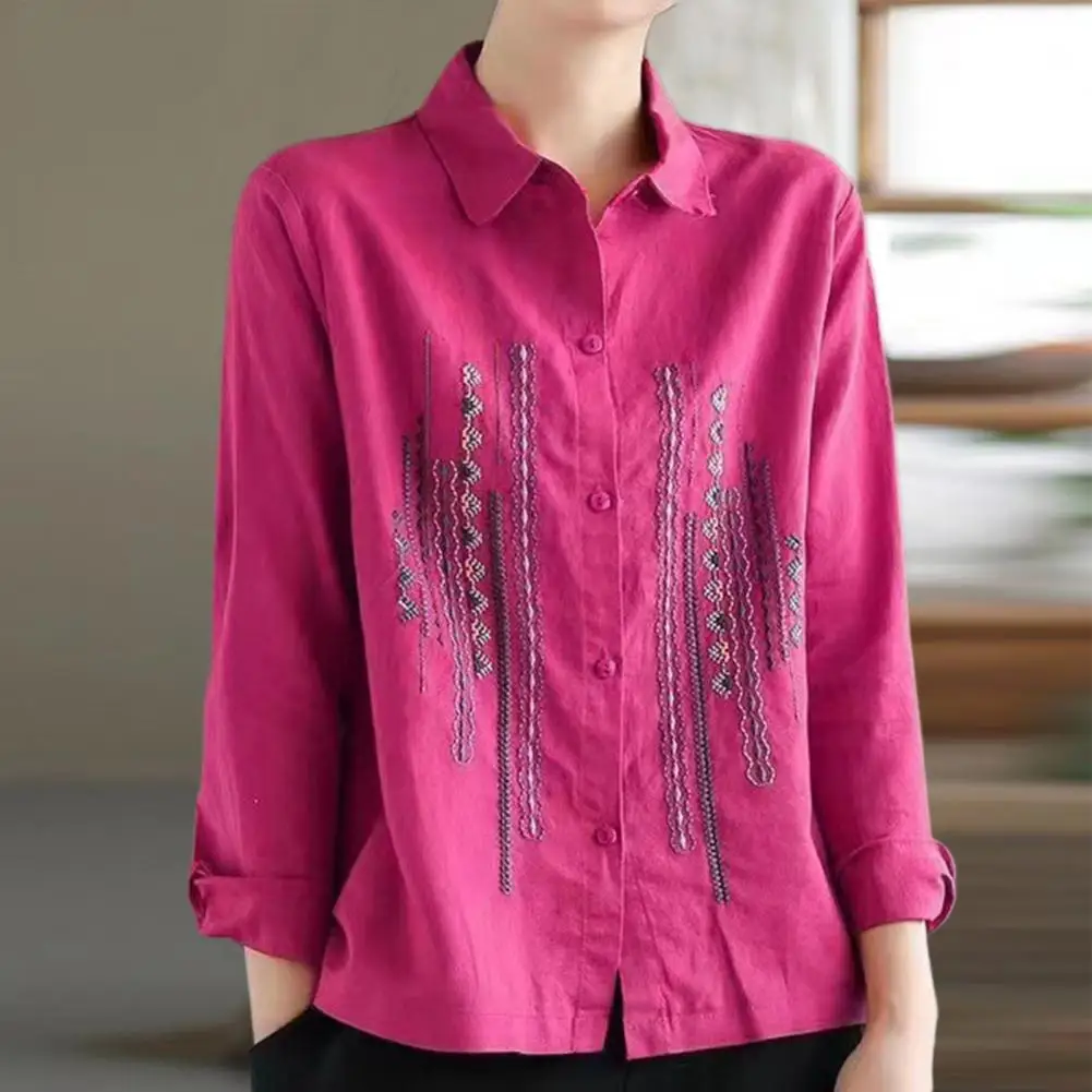 Women Shirt Top Embroidered Lapel Shirt for Women Loose Fit Long Sleeve Top with Single Breasted Closure Streetwear Spring
Women Shirt Top Embroidered Lapel Shirt for Women Loose Fit Long Sleeve Top with Single Breasted Closure Streetwear Spring