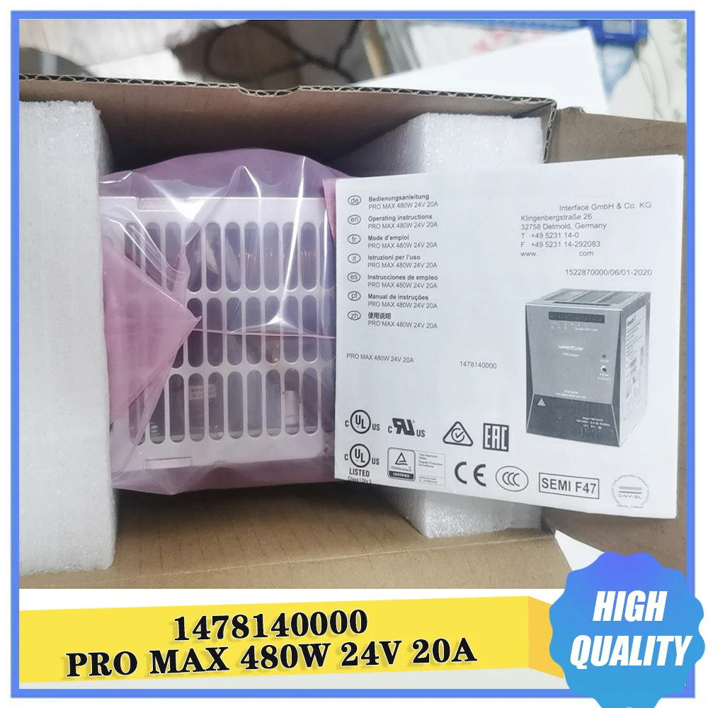 1478140000 PRO MAX 480 Вт 24 В 20 А для импульсного источника питания Weidmuller
1478140000 PRO MAX 480 Вт 24 В 20 А для импульсного источника питания Weidmuller