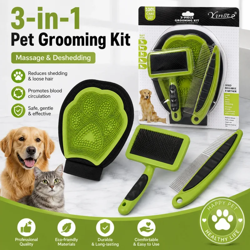 Pet Grooming Brush Set 3PCS Dog Cat Bath Brush Deshedding Comb Slicker Brush Hair Removal Cleaning Tool
Pet Grooming Brush Set 3PCS Dog Cat Bath Brush Deshedding Comb Slicker Brush Hair Removal Cleaning Tool