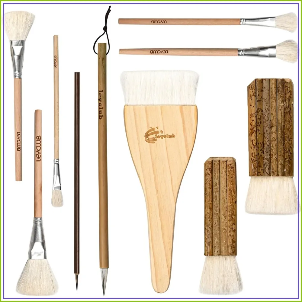 10 PCS Pottery Glaze Brushes Set, Different Shape Wool Soft Bristle for Ceramic Painting
10 PCS Pottery Glaze Brushes Set, Different Shape Wool Soft Bristle for Ceramic Painting