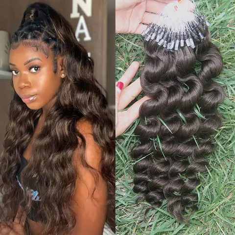 Lose Wave Micro Loop Human Hair Extensions 12-30Inch Microlink Hair Extensions Micro Ring Hair Extensions Human Hair For Women