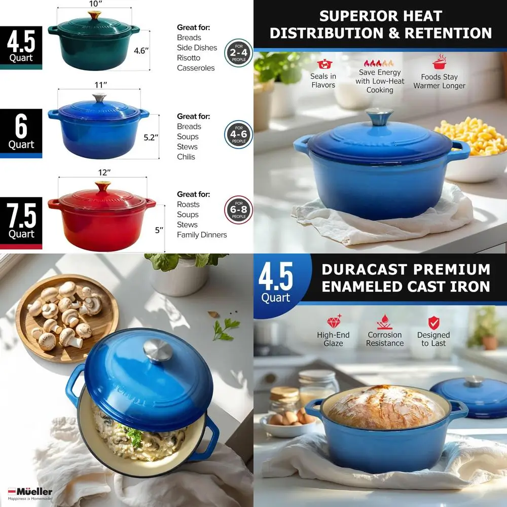 Aqua Blue 4,5 QT Эмалированная чугунная голландская духовка, сверхпрочная кастрюля и сковорода с крышкой, безопасная для духовки до 500 ° F for All Co
Aqua Blue 4,5 QT Эмалированная чугунная голландская духовка, сверхпрочная кастрюля и сковорода с крышкой, безопасная для духовки до 500 ° F for All Co