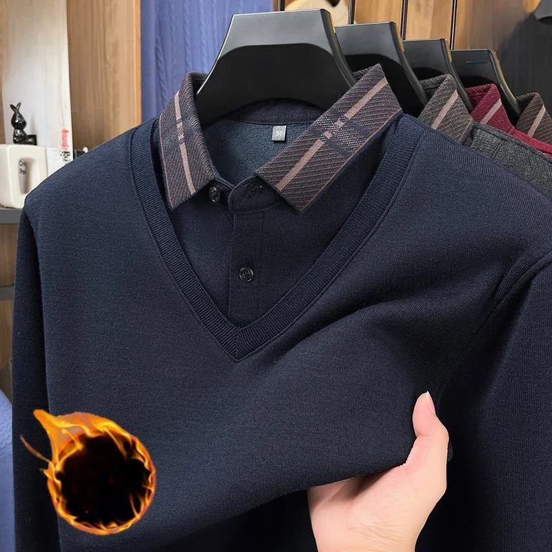 Утепленный вязаный свитер с флисовой подкладкой для мужчин, повседневный, с двойным воротником, базовый слой, теплый и комфортный, для осени и зимы
Утепленный вязаный свитер с флисовой подкладкой для мужчин, повседневный, с двойным воротником, базовый слой, теплый и комфортный, для осени и зимы