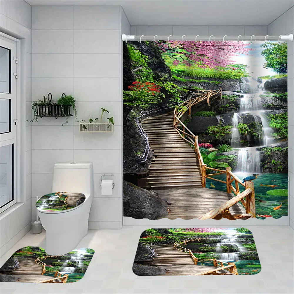 1/4 Forest Waterfalls shower Curtains, Toilet Seat Decoration, Shower Curtain with Carpet and Toilet Lid, 12 70.8x70.8 inch Hook
1/4 Forest Waterfalls shower Curtains, Toilet Seat Decoration, Shower Curtain with Carpet and Toilet Lid, 12 70.8x70.8 inch Hook
