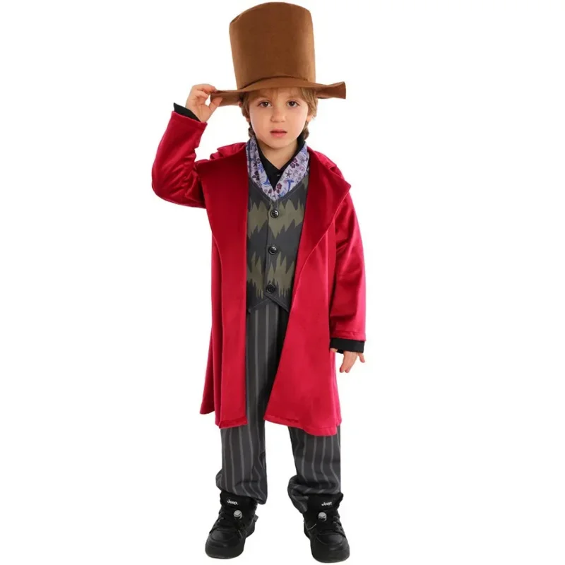 Movie Chocolate Factory Willy Cosplay Costume Children Red Coat Pants Scarf Hat Full Set Kids Willy Role Play Suit Halloween
Movie Chocolate Factory Willy Cosplay Costume Children Red Coat Pants Scarf Hat Full Set Kids Willy Role Play Suit Halloween