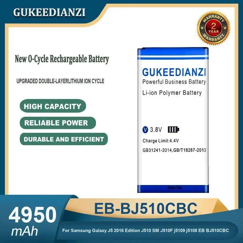 Аккумулятор для мобильного телефона EB-BJ510CBC емкостью 4950 мАч для Samsung Galaxy J5 2016 Edition J510 SM J510F j5109 j5108 EB BJ510CBC
Аккумулятор для мобильного телефона EB-BJ510CBC емкостью 4950 мАч для Samsung Galaxy J5 2016 Edition J510 SM J510F j5109 j5108 EB BJ510CBC