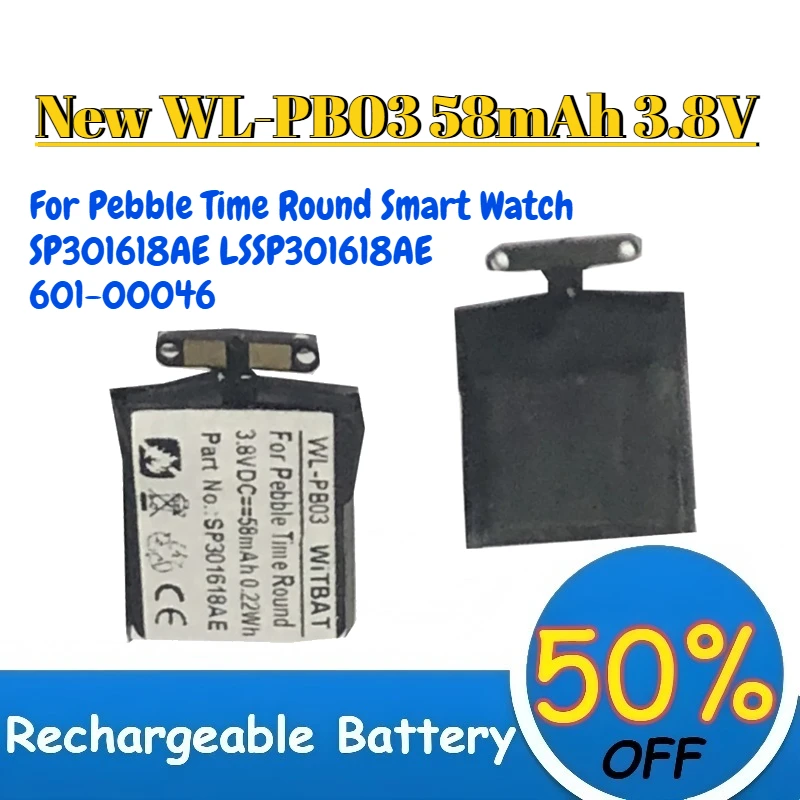 High-Quality New WL-PB03 58mAh 3.8V Replacement Battery for Pebble Time Round Smart Watch SP301618AE LSSP301618AE 601-00046
High-Quality New WL-PB03 58mAh 3.8V Replacement Battery for Pebble Time Round Smart Watch SP301618AE LSSP301618AE 601-00046