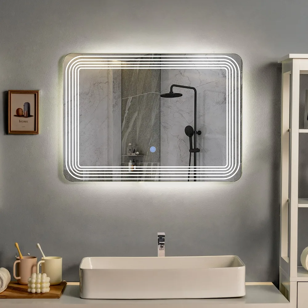 Rectangle Bathroom LED Mirror Wall Mounted 3-Color Dimmable Touch Switch Makeup
Rectangle Bathroom LED Mirror Wall Mounted 3-Color Dimmable Touch Switch Makeup