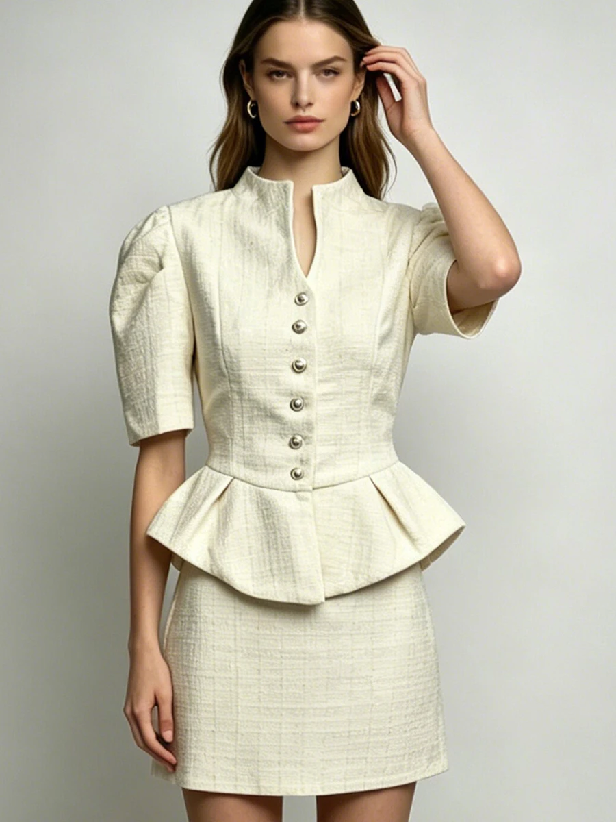 LIMO Women's Tweed 2-Piece Set Short Puff Sleeve Peplum Jacket & Mini Skirt Elegant Formal Suit
LIMO Women's Tweed 2-Piece Set Short Puff Sleeve Peplum Jacket & Mini Skirt Elegant Formal Suit