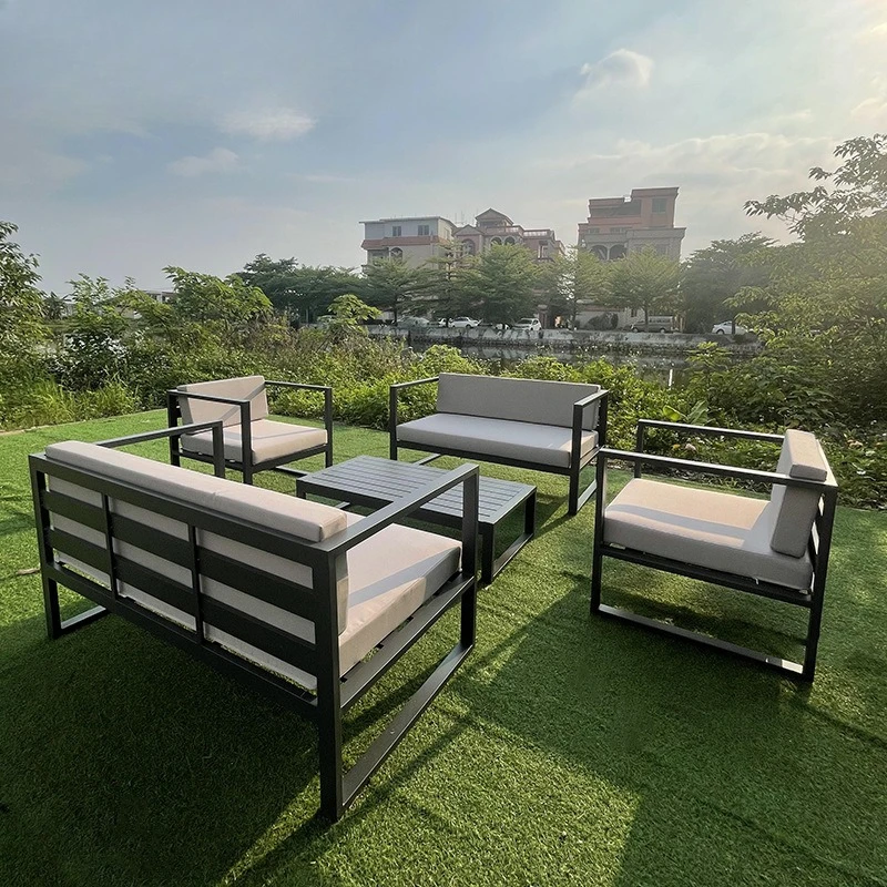 Nordic outdoor sofa, sunscreen waterproof balcony leisure furniture outdoor villa courtyard hotel, aluminum alloy tables and cha 
Nordic outdoor sofa, sunscreen waterproof balcony leisure furniture outdoor villa courtyard hotel, aluminum alloy tables and cha