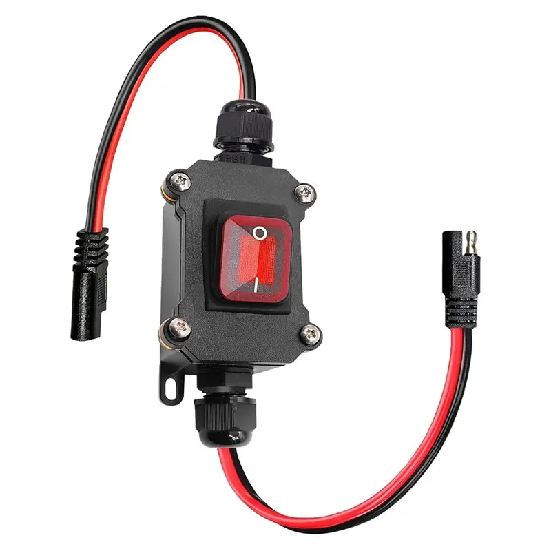 A60E-IP67 Waterproof 12AWG DC 12V Inline Toggle Switch SAE Cable, For Solar Panel, RV On/Off Quick Connect Disconnect