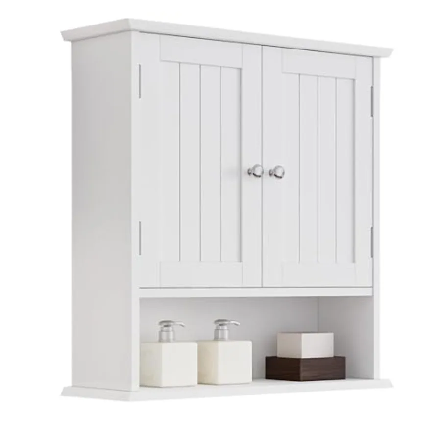 Bathroom Wall Cabinet Over The Toilet Storage with 2 Doors and Open Shelf Wall Mount Medicine Cabinet in White Durable Material
Bathroom Wall Cabinet Over The Toilet Storage with 2 Doors and Open Shelf Wall Mount Medicine Cabinet in White Durable Material